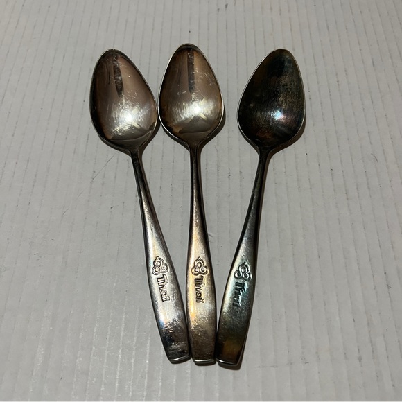 Kitchen 3 Vintage Bangkok Thai Spoons Arts Crafts Silver Utensils